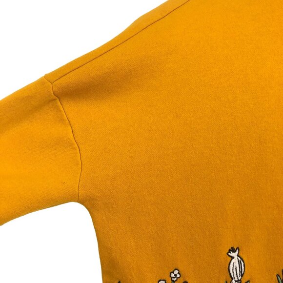 Disney Winnie The Pooh Floral Embroidered Sweatshirt Sz Small Yellow Daisies Bee - Picture 4 of 8